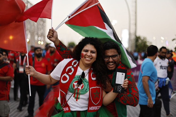 A female fan from Morocco outside the Education City Stadium in Al Rayyan, Qatar, before the match against Spain at the Fifa World Cup 2022, December 6 2022. Picture: REUTERS/HAMAD I MOHAMMED