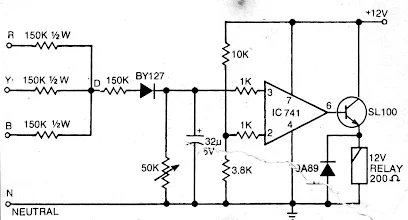 simple single phase preventor circuit using an opamp