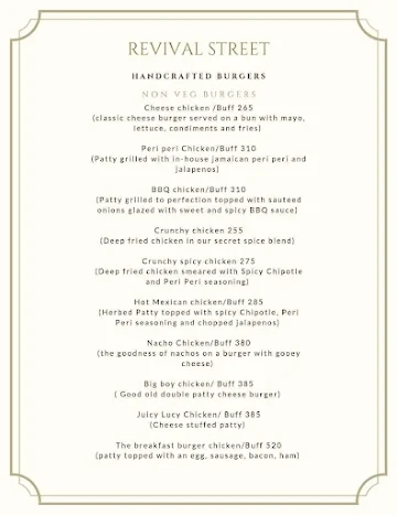 Revival Street Social menu 