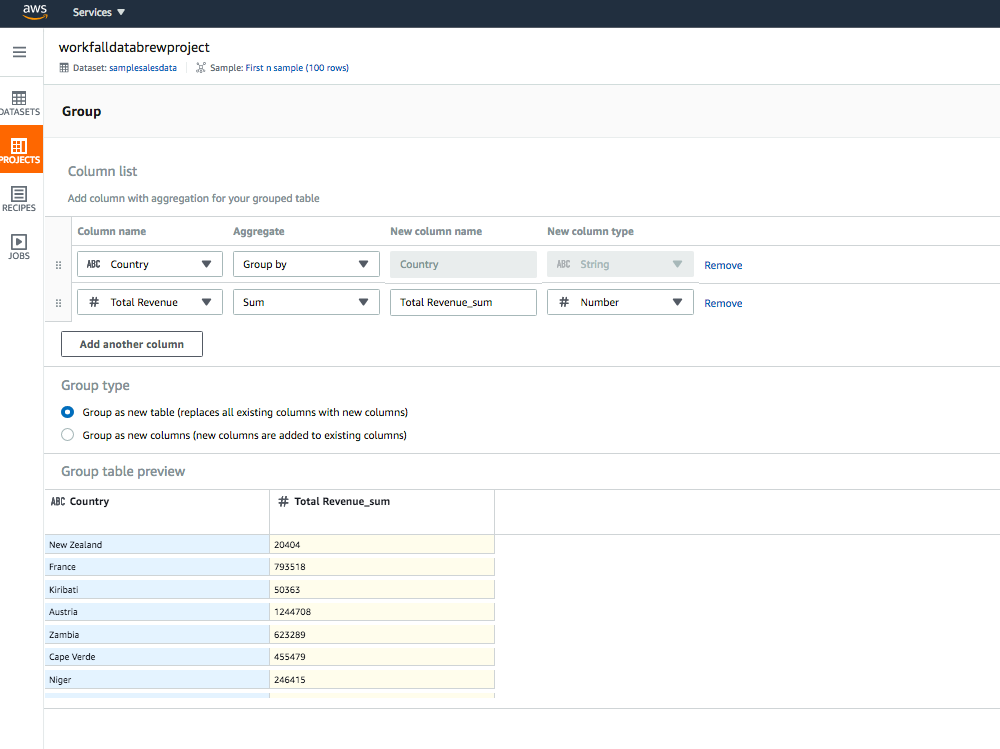 AWS Glue DataBrew