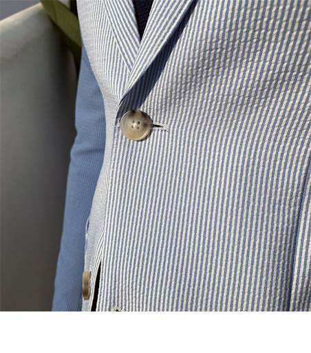 Title 2, Mens Thin Blue Striped Seersucker Suit Lightwe...
