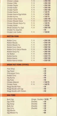 Hotel Malabar menu 1