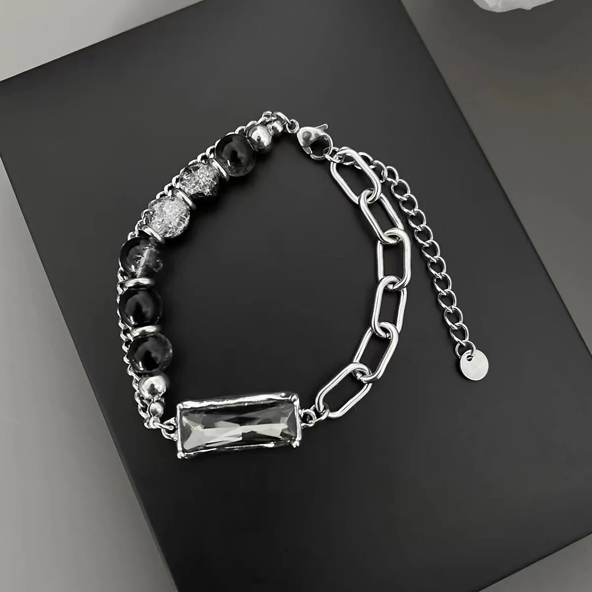 Title 4, Bracelet en acier titane double couche et zirco...