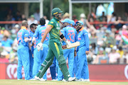 Aiden Markram of the Proteas out for 8 runs during the 2nd Momentum ODI match between South Africa and India at SuperSport Park on February 04, 2018 in Pretoria, South Africa. 