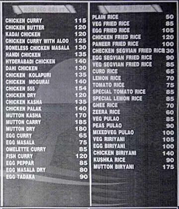 Sri Sai Hotel menu 