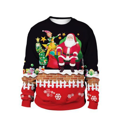 Title 17, 3D Printed Santa Claus Funny Print Top Perfect ...