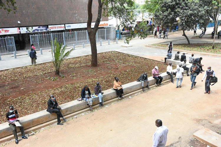 Residents of Nairobi enjoying free sitting spaces along Agakhan Walk on January 6, 2022