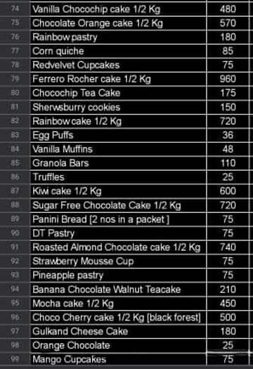 Fantasy Bakery N Patisserie menu 