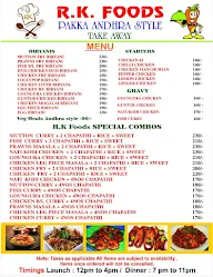 RK Foods menu 1