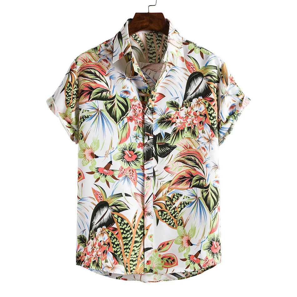 Camisa de playa para hombre con mangas cortas estilo hawaiano, ideal para vacaciones y verano. Disfruta del sol con comodidad y estilo.