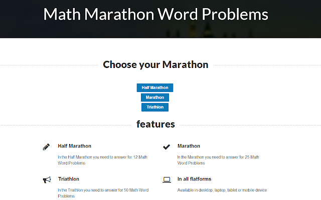 Math Marathon Word Problems chrome extension