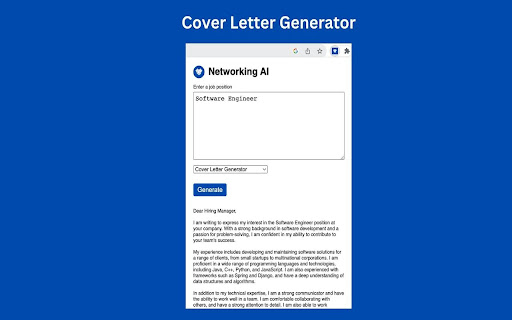 Networking AI - Cover Letter Generator