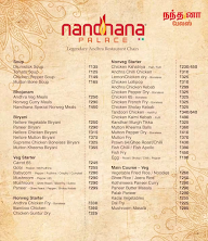 Nandhana Palace menu 1