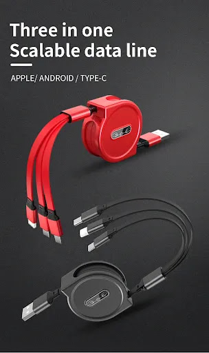 Title 1, Macaron One-to-three Telescopic Data Cable 3A F...