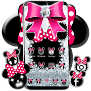 Cute minny pink Bow Silver Diamond Theme  Icon