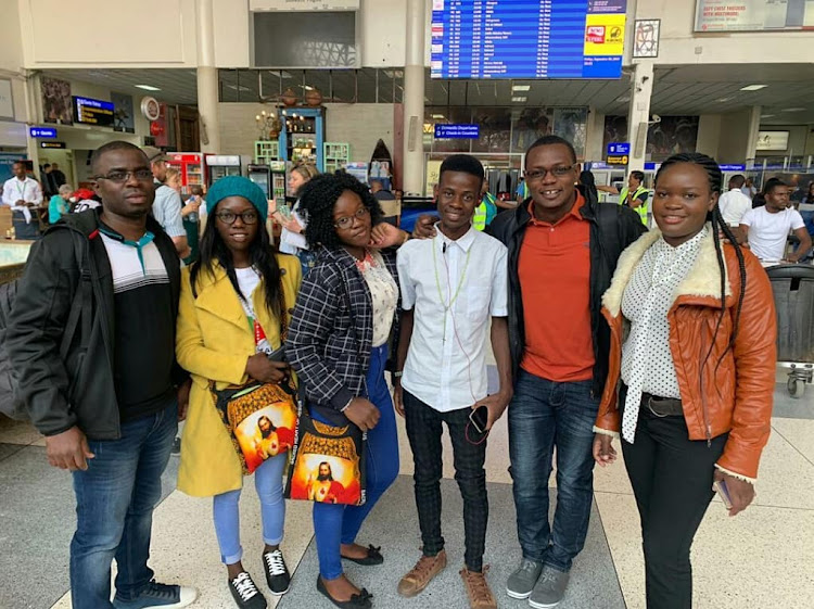 Zambian delegates to the Taizé “pilgrimage of trust” arrive at Cape Town International Airport.