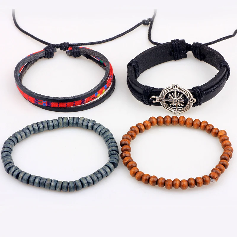 Ensemble de bracelets en cuir tressé pour hommes et femmes. Style intemporel et résistant. Un accessoire polyvalent pour toutes occasions.
