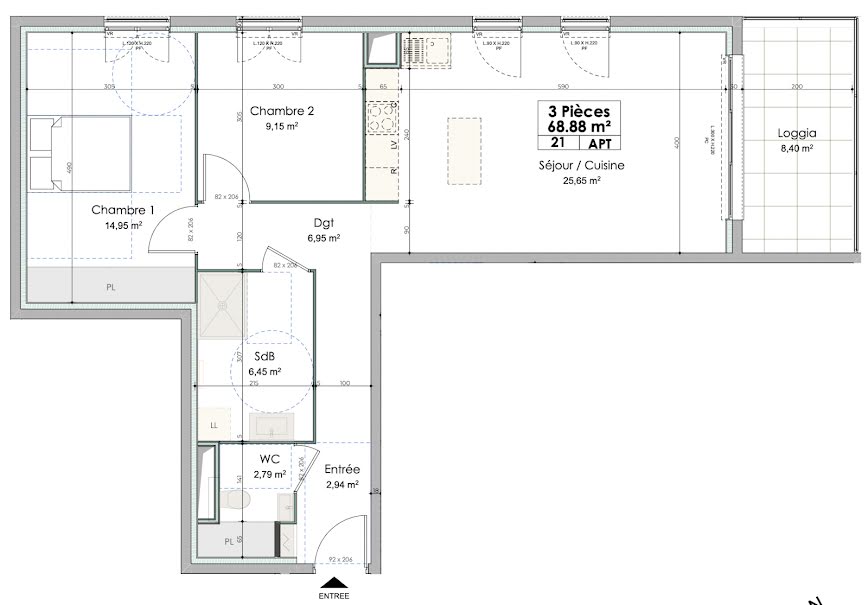 Vente appartement 3 pièces 68.88 m² à Antibes (06600), 417 000 €