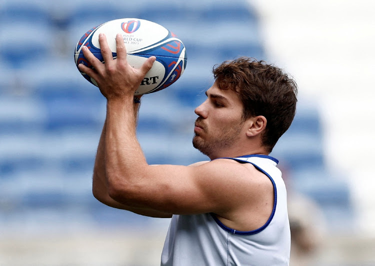 France's Antoine Dupont during a training session at Groupama Stadium in Lyon on October 4.