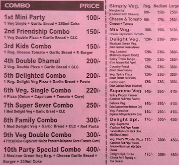 Pizza Delights menu 