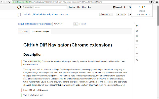 Diff Navigator for GitHub chrome extension