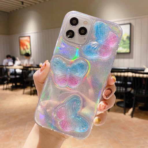 Title 4, Acrylic iPhone case with epoxy butterfly design...
