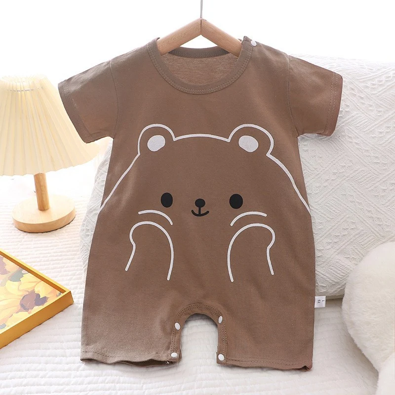 Cotton Summer New Korean Style Baby Boy Thin Women's Short-sleeved Children's Jumpsuit, Breathable and Lightweight, Perf