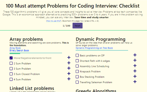 100 Interview Problems Checklist