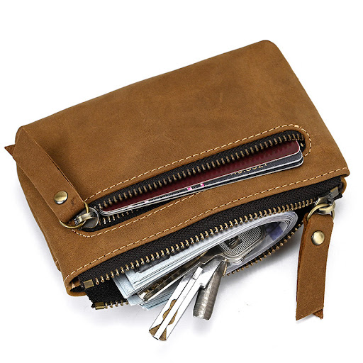 Title 3, Retro Crazy Horse Leather Coin Purse With Key R...