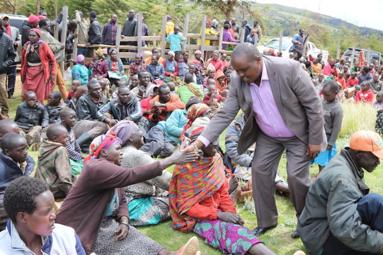 Elgeyo Marakwet Governor Alex Tolgos when he visited families displaced by banditry in Kerio Valley on May 22, 2019