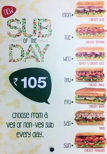 Subway menu 