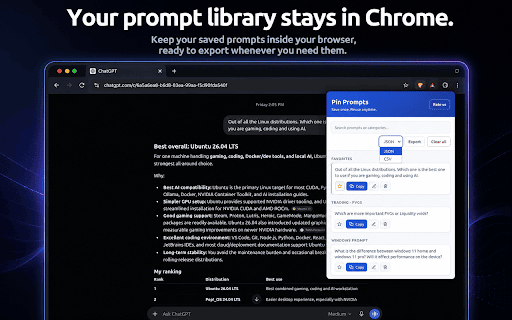 Pin Prompts - Prompt Manager for ChatGPT & Claude screenshot 6