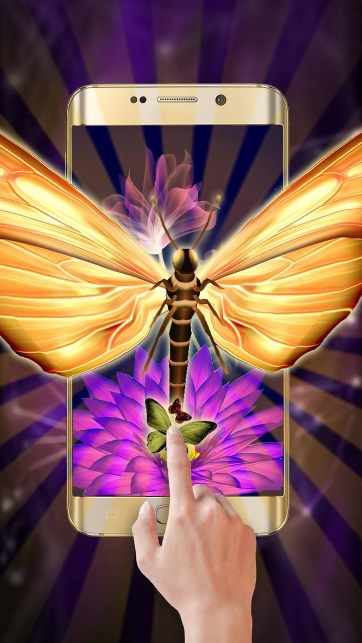 Gold Butterfly 3D Theme Screen 2