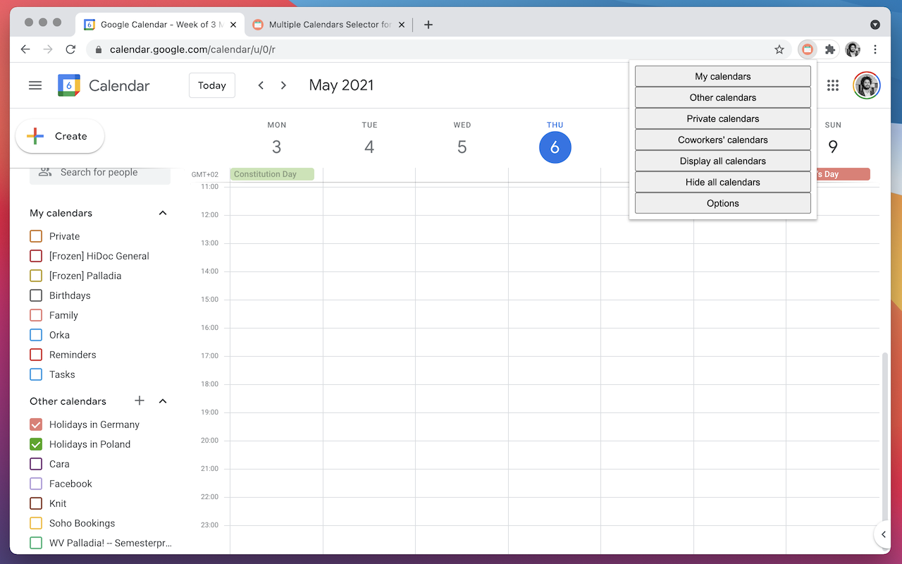 Multiple Calendars Selector for Google Cal Preview image 0