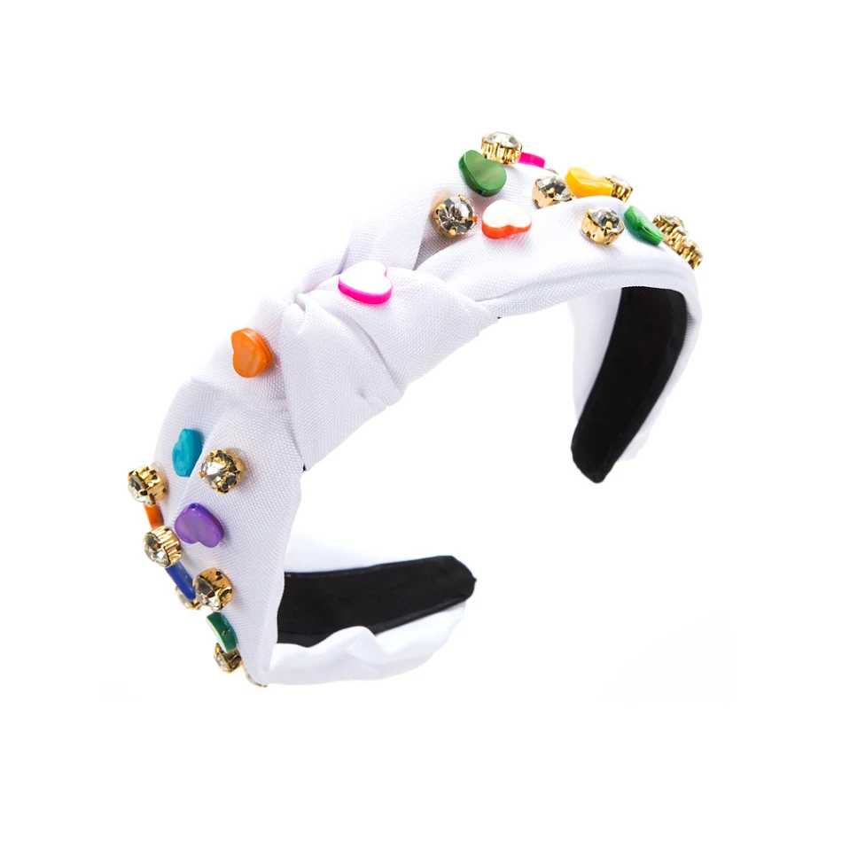 Snoepkleurige, hartvormige decoratieve diamant-hoofdband, perfect om je haar te versieren en glans toe te voegen.