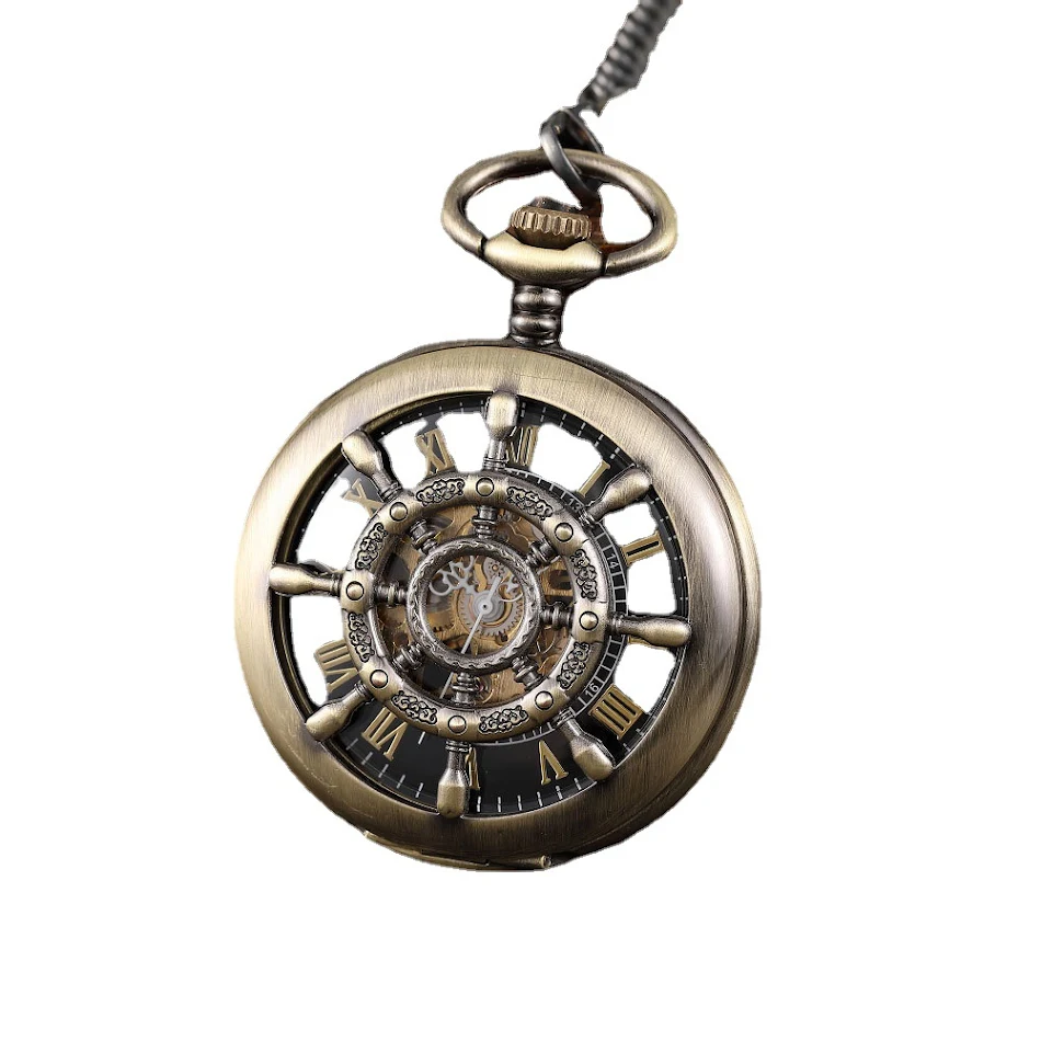 Ronde, uitgesneden digitale mechanische zakhorloge met kant, voor een elegante en tijdloze stijl en duidelijke tijdweergave.