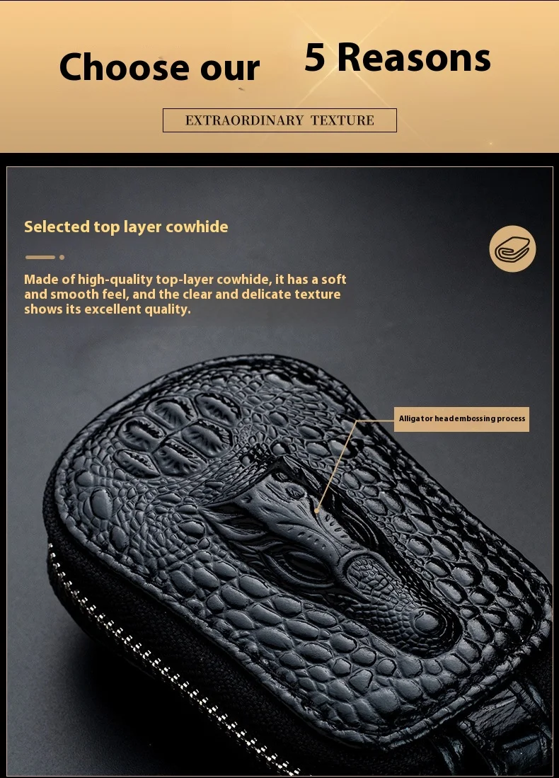 Title 6, Cowhide Car Key Case Men and Women Genuine Leat...