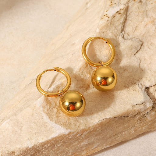 Title 4, Fashion Golden Ball Glossy Ear Buckle Ladies, t...