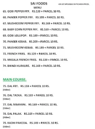 Sai Foods menu 1