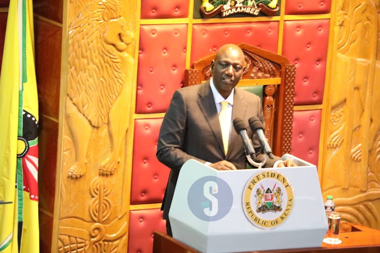 President William Ruto making his first address at Parliament buildings on September 29, 2022.