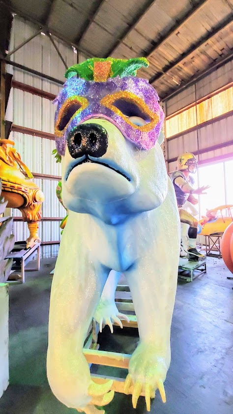 Things to do in New Orleans: Visiting Mardi Gras World. Family friendly, free shuttles can take you here, and a visit will take you 1 - 1.5 hours with multiple float and prop photo ops as well as learning about Mardi Gras