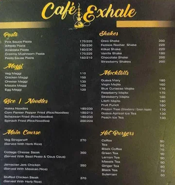 Cafe Exhale menu 