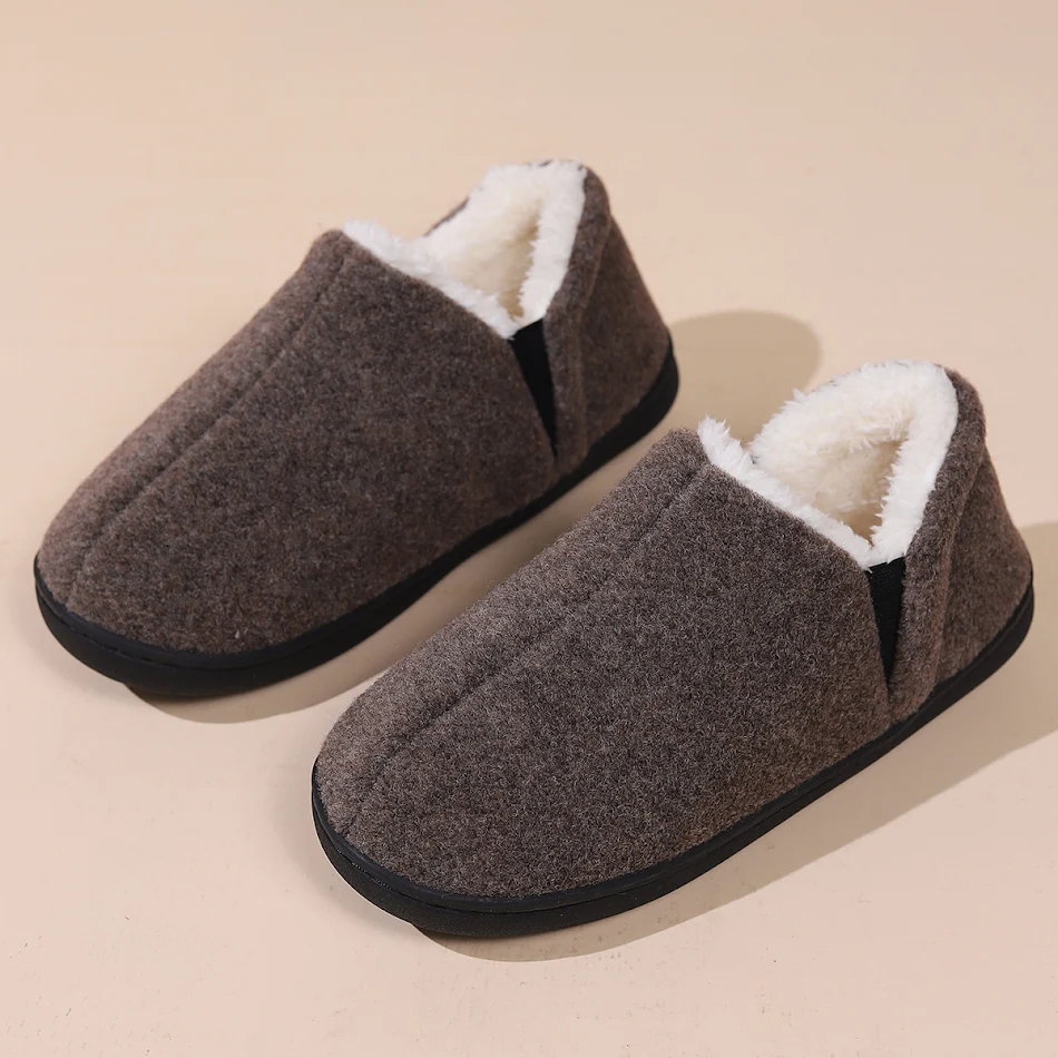 Pantofole invernali casual all-inclusive con collo in finta pelliccia, memory foam, avvolgenti alla caviglia, in cotone, per uso interno e comfort.