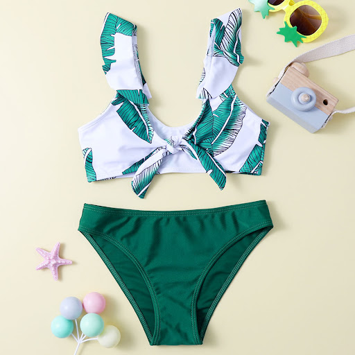 Title 8, Leaf Print Split Fashion Swimwear for Children,...