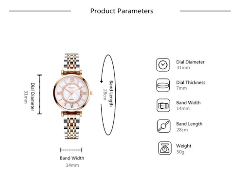 Title 6, Ladies Diamond Steel Band Simple Quartz Watch