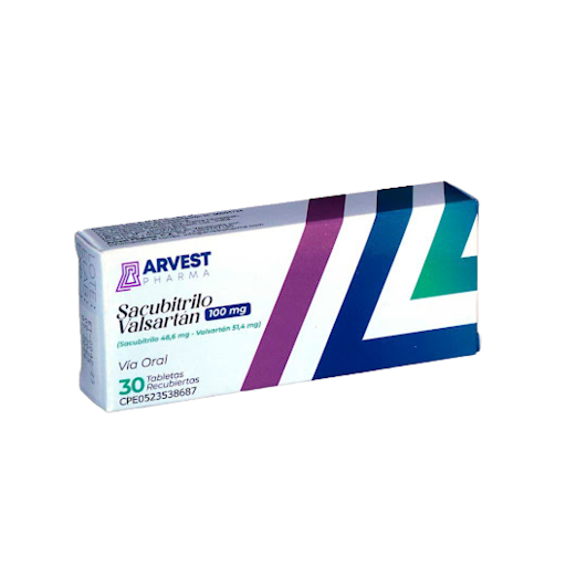 Sacubitrilo Valsartán 100 mg Arvest Pharma x 30 Tabletas