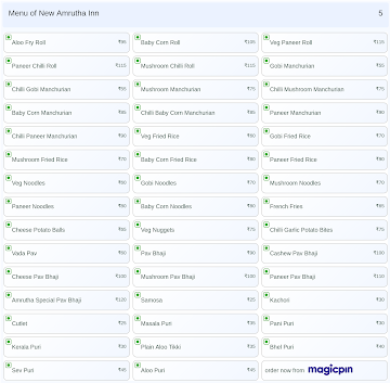 New Amrutha Inn menu 