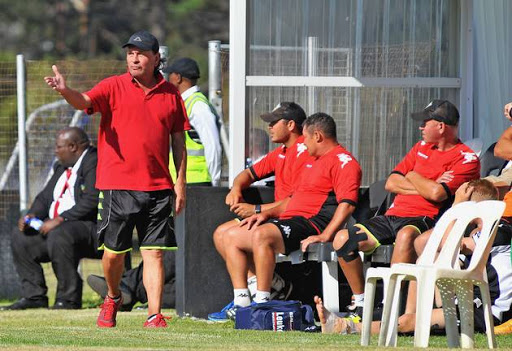 Stellenbosch FC head coach Sammy Troughton reacts during the National First Division match against Cape Town All Stars at Parow Park on February 24, 2017 in Cape Town, South Africa.