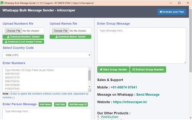 Whatsapp Bulk Message Sender  – Infoscraper