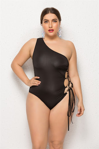 Title 4, New Imported Oblique Shoulder Plus Size Swimsui...